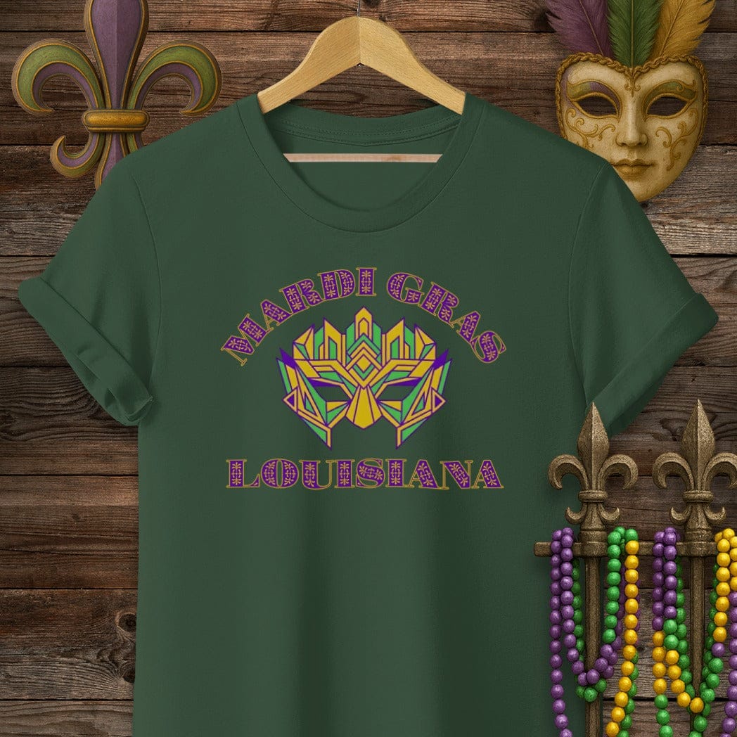 S / Forest Green Louisiana Gatsby Mardi Gras T-Shirt by Laissez Faire Wear