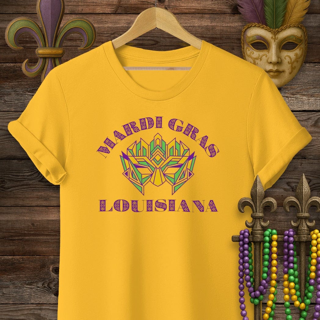 S / Gold Louisiana Gatsby Mardi Gras T-Shirt by Laissez Faire Wear