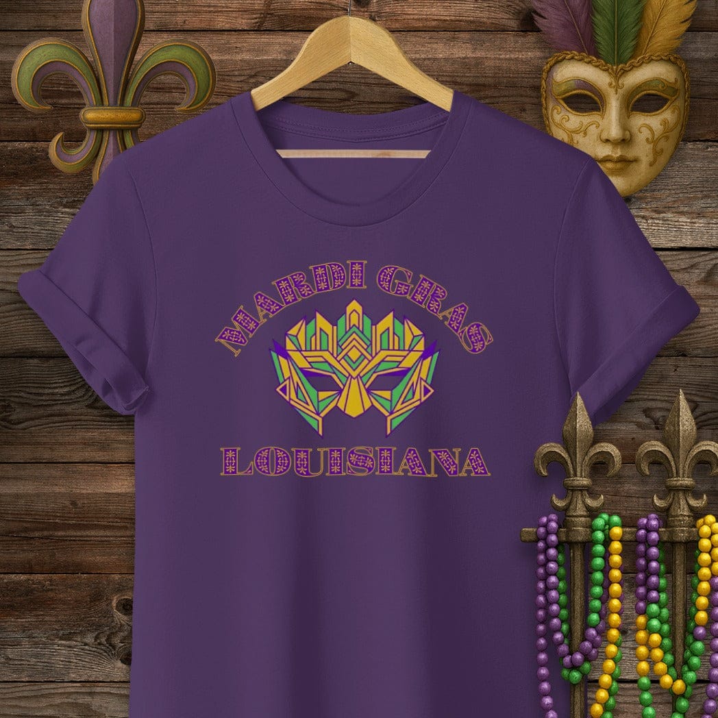 S / Purple Louisiana Gatsby Mardi Gras T-Shirt by Laissez Faire Wear