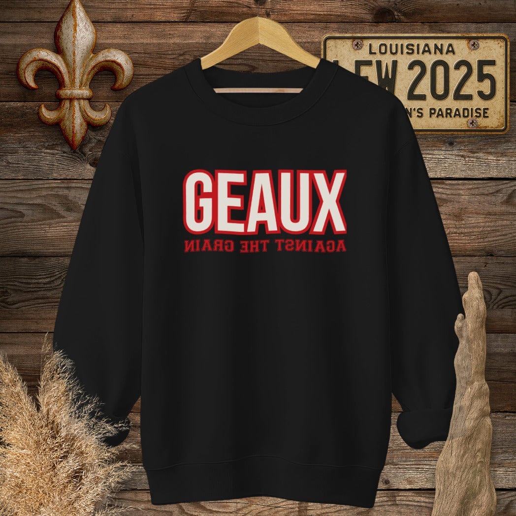 S / Black Louisiana Geaux Against The Grain Sweatshirt by Laissez Faire Wear