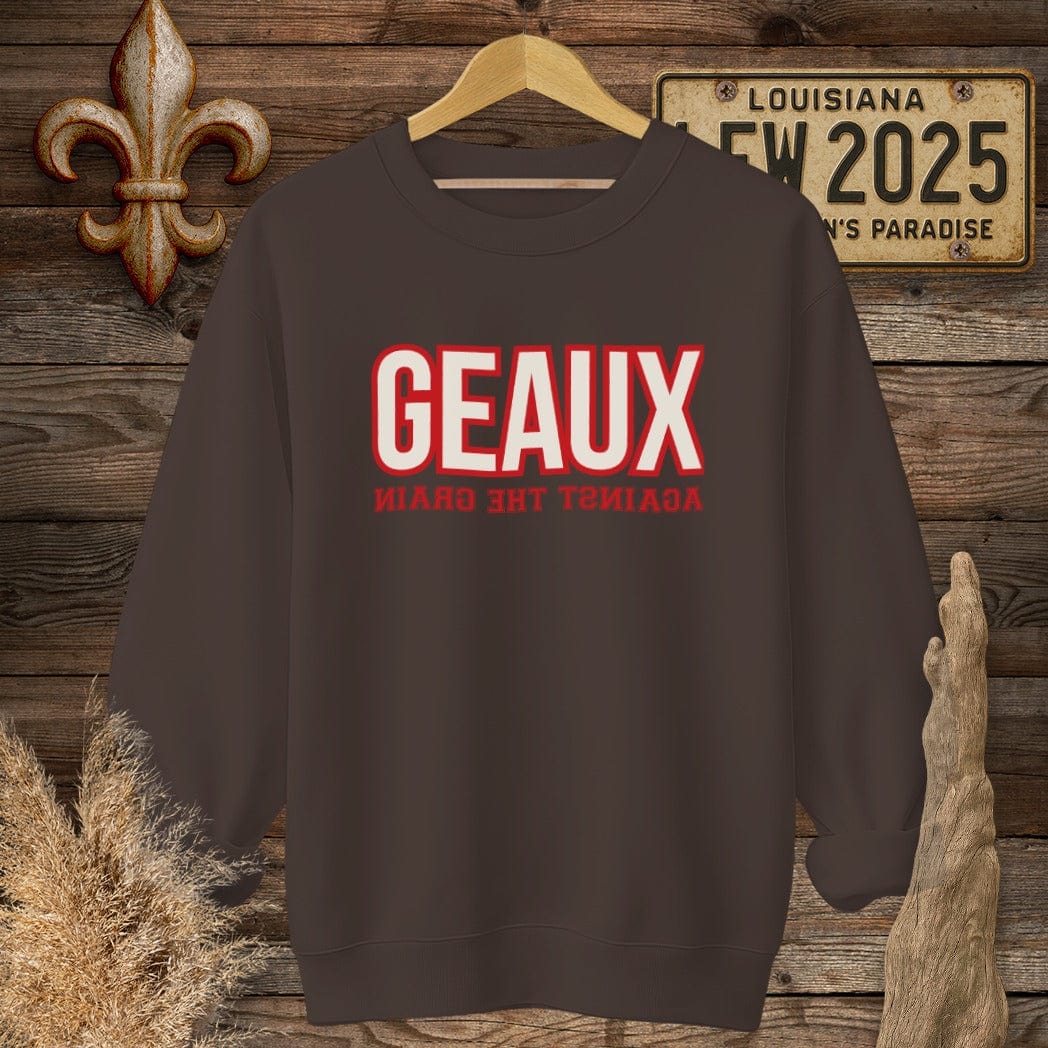 S / Dark Chocolate Louisiana Geaux Against The Grain Sweatshirt by Laissez Faire Wear