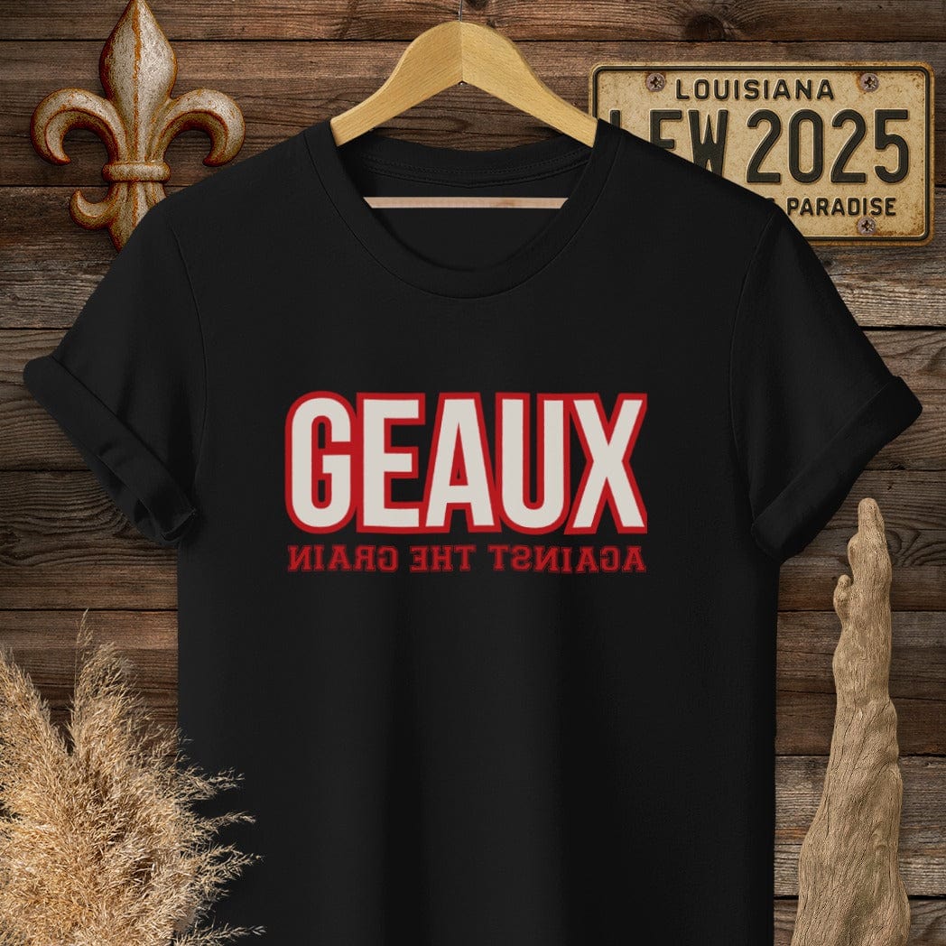 S / Black Louisiana Geaux Against The Grain T-Shirt by Laissez Faire Wear