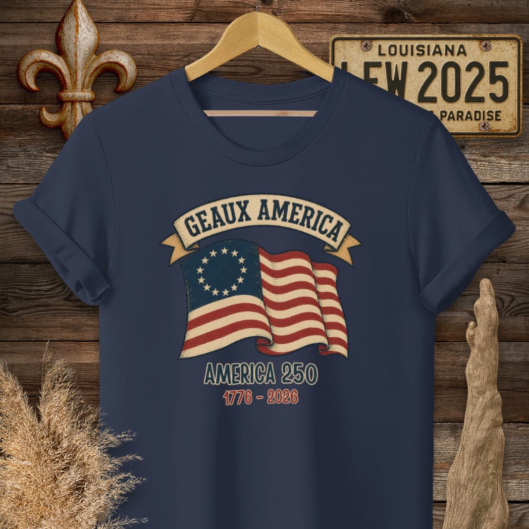 S / Navy Louisiana Geaux America T-Shirt by Laissez Faire Wear