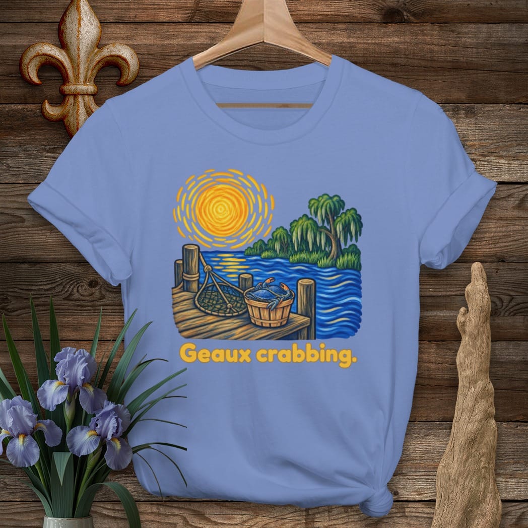 S / Iris Louisiana Geaux Crabbing T-Shirt by Laissez Faire Wear
