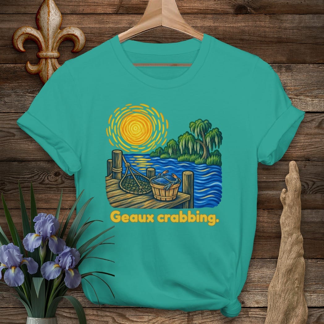 S / Jade Dome Louisiana Geaux Crabbing T-Shirt by Laissez Faire Wear