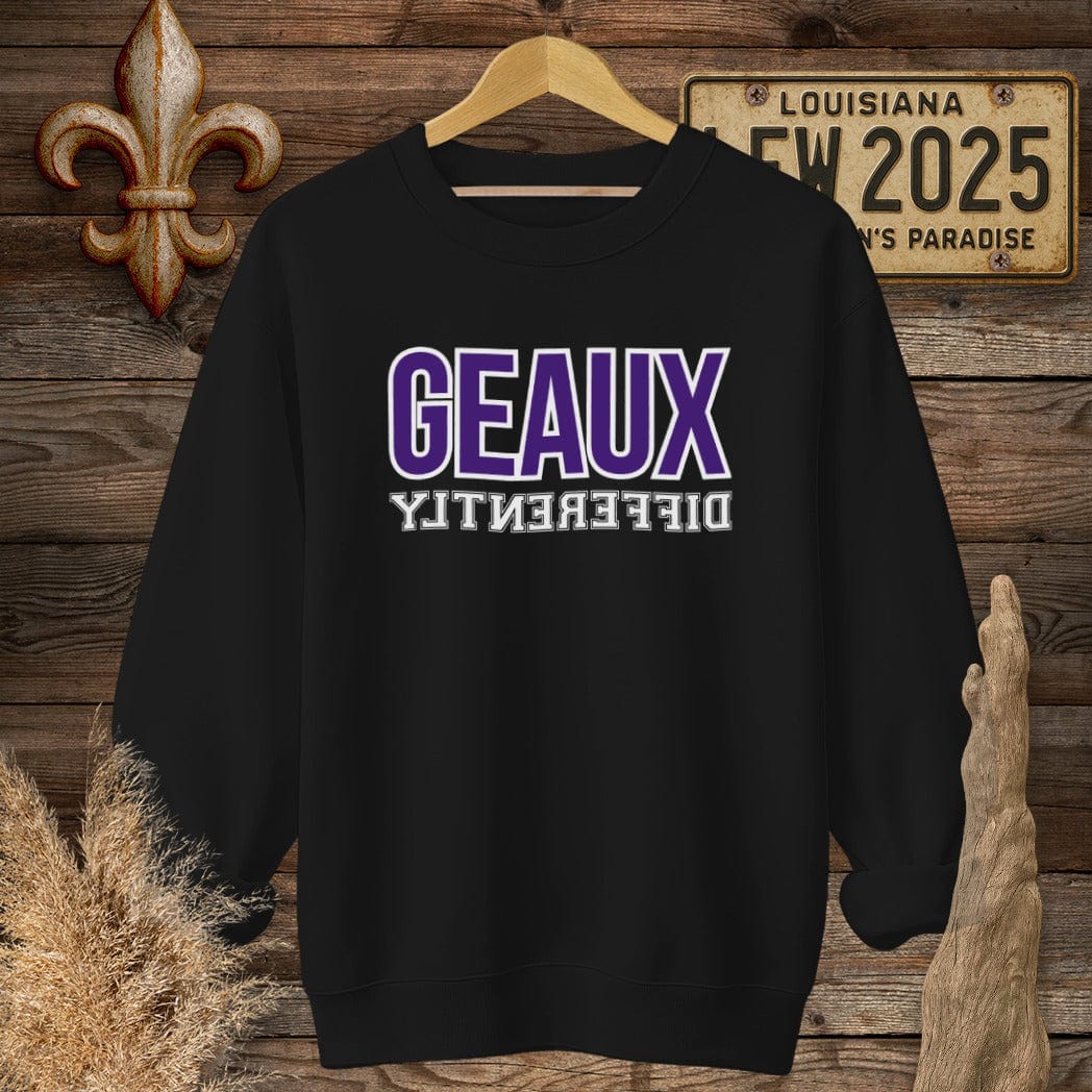S / Black Louisiana Geaux Differently Sweatshirt by Laissez Faire Wear