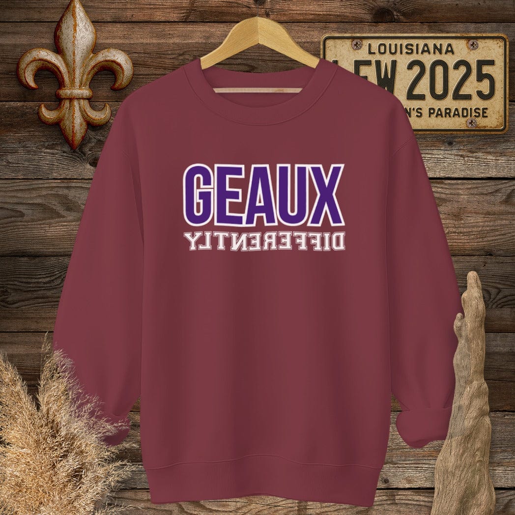 S / Garnet Louisiana Geaux Differently Sweatshirt by Laissez Faire Wear
