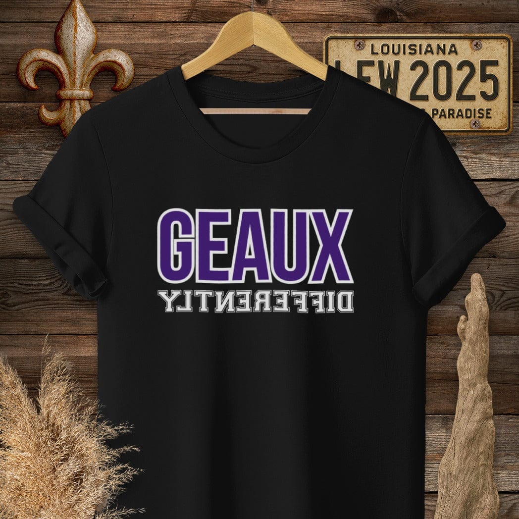 S / Black Louisiana Geaux Differently T-Shirt by Laissez Faire Wear