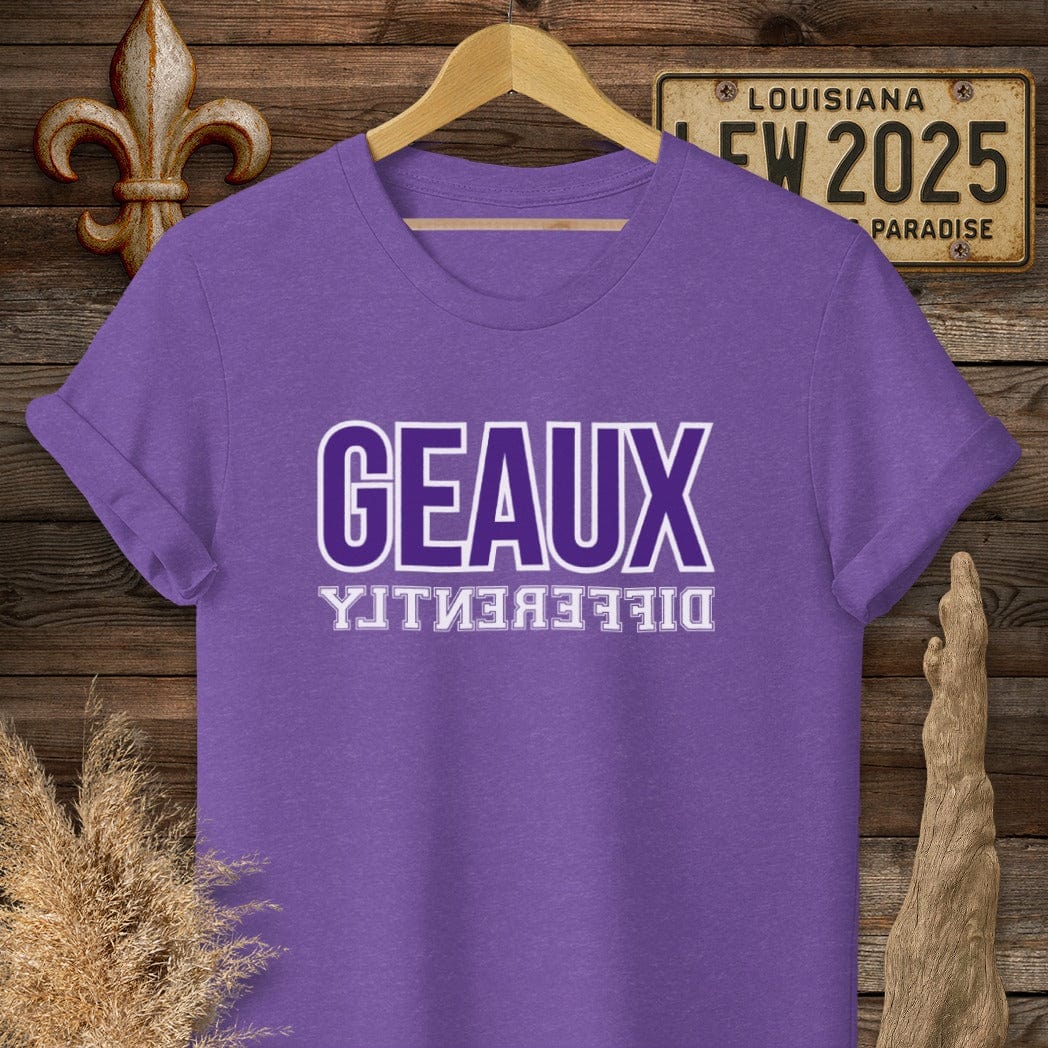 S / Heather Purple Louisiana Geaux Differently T-Shirt by Laissez Faire Wear