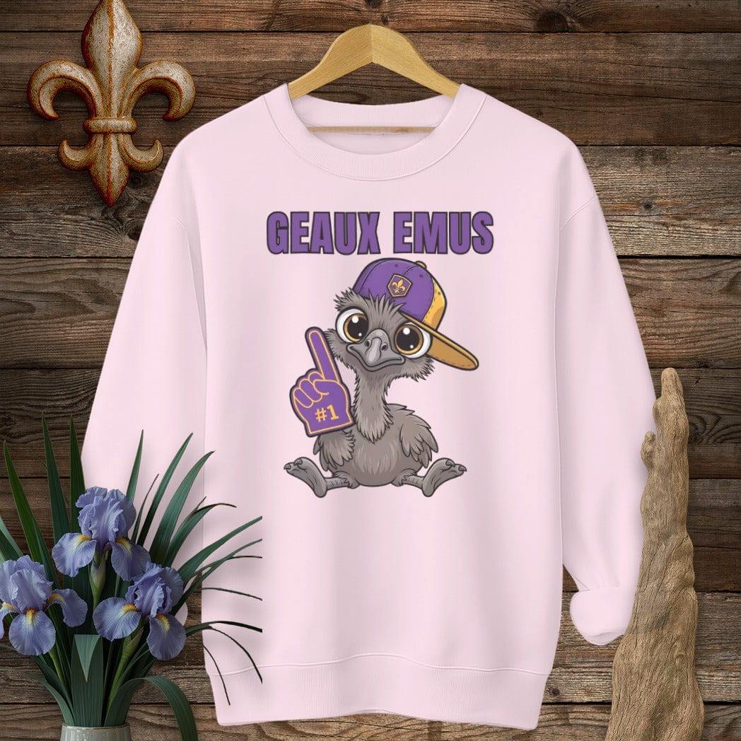 S / Light Pink Louisiana Geaux Emus Farm Sweatshirt by Laissez Faire Wear