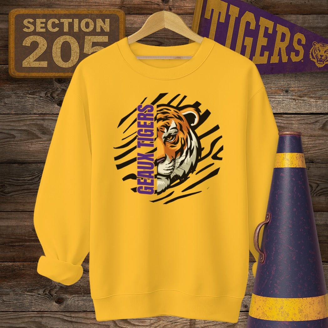 S / Gold Louisiana Geaux Tigers Game Day Sweatshirt by Laissez Faire Wear