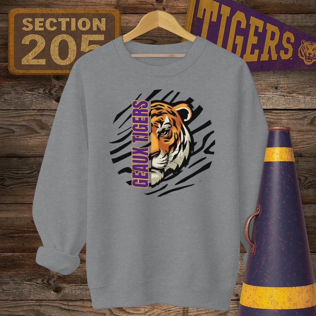 S / Graphite Heather Louisiana Geaux Tigers Game Day Sweatshirt by Laissez Faire Wear