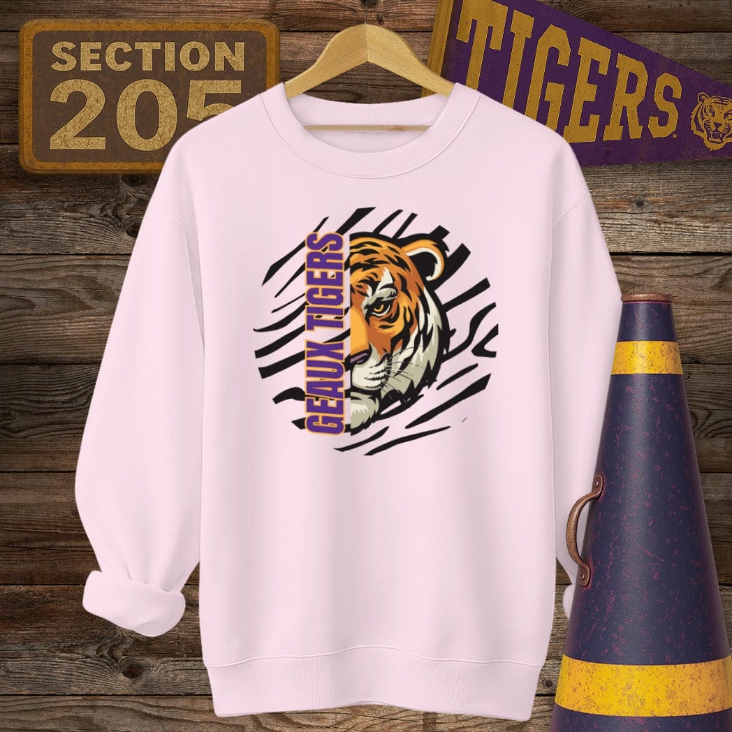 S / Light Pink Louisiana Geaux Tigers Game Day Sweatshirt by Laissez Faire Wear