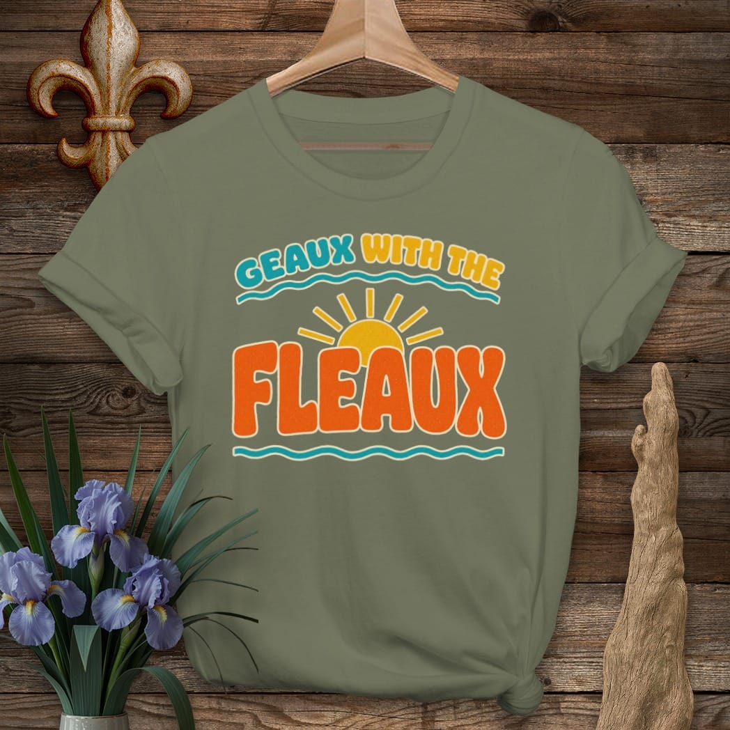 Military Green / S Louisiana Geaux With The Fleaux T-Shirt by Laissez Faire Wear