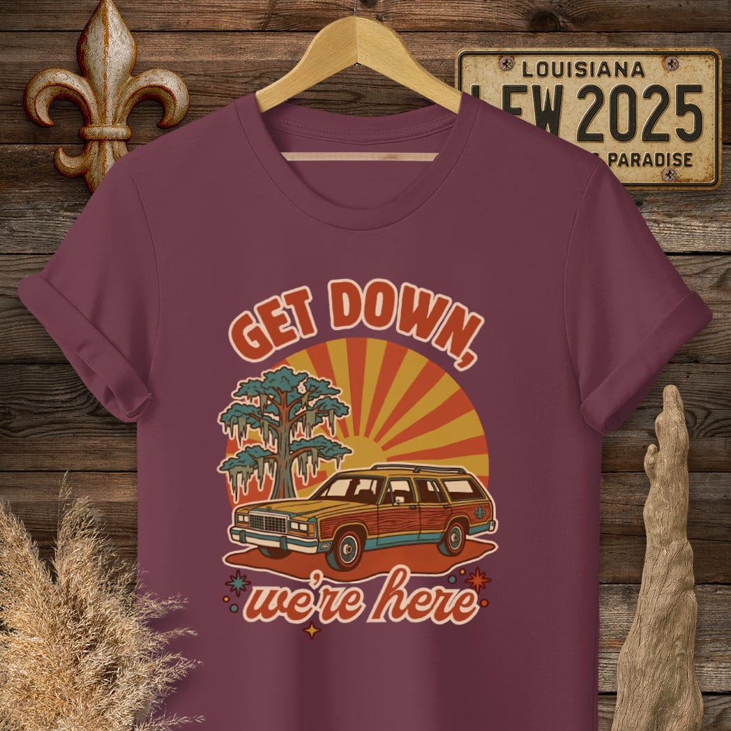 S / Maroon Louisiana Get Down T-Shirt by Laissez Faire Wear