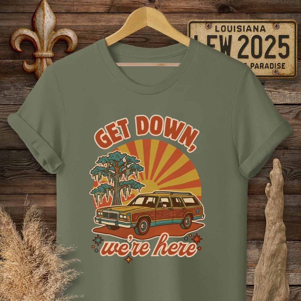S / Military Green Louisiana Get Down T-Shirt by Laissez Faire Wear