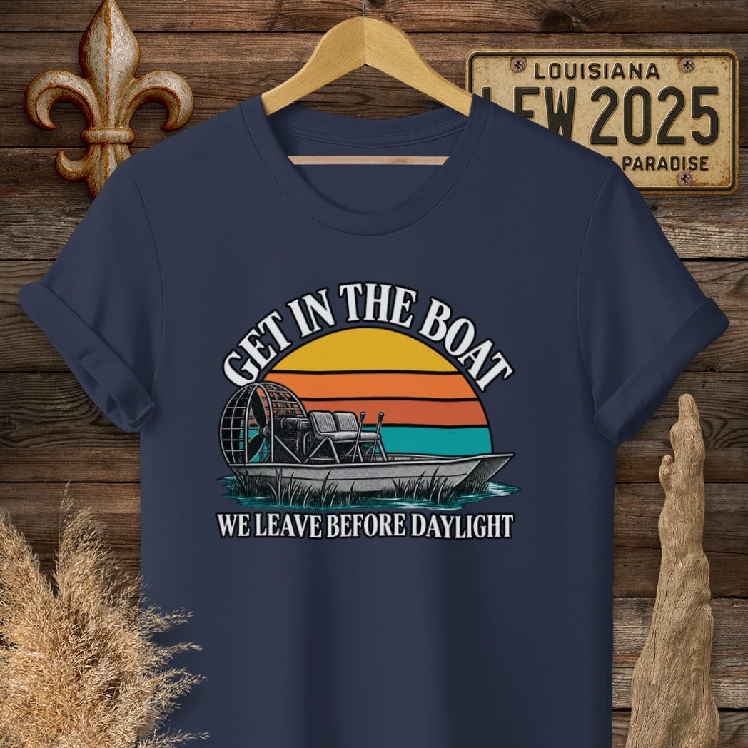 S / Navy Louisiana Get In The Boat T-Shirt by Laissez Faire Wear