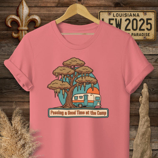 S / Coral Silk Louisiana Good Time Camp T-Shirt by Laissez Faire Wear