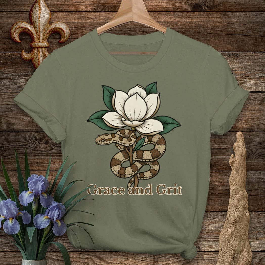 S / Military Green Louisiana Grace & Grit T-Shirt by Laissez Faire Wear