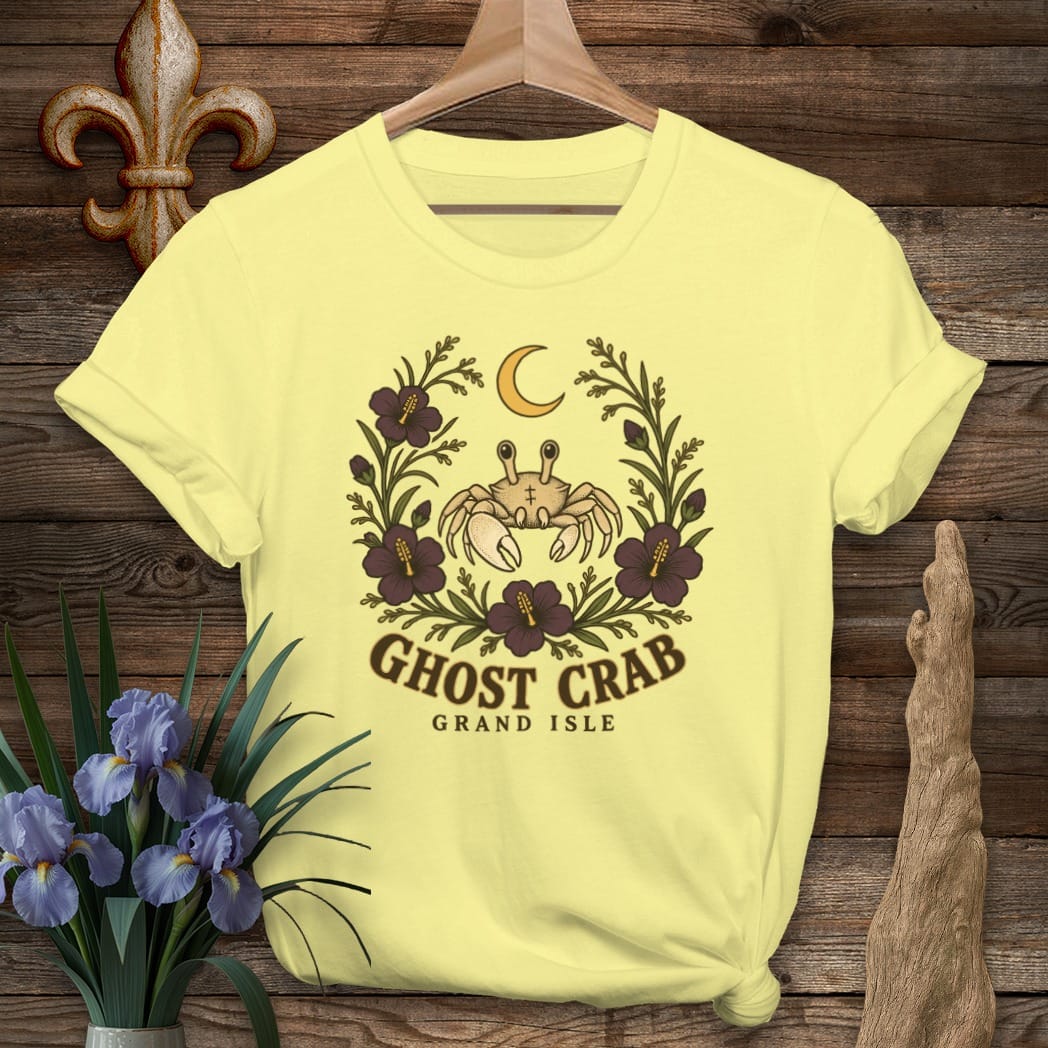 S / Cornsilk Louisiana Grand Isle Crab T-Shirt by Laissez Faire Wear