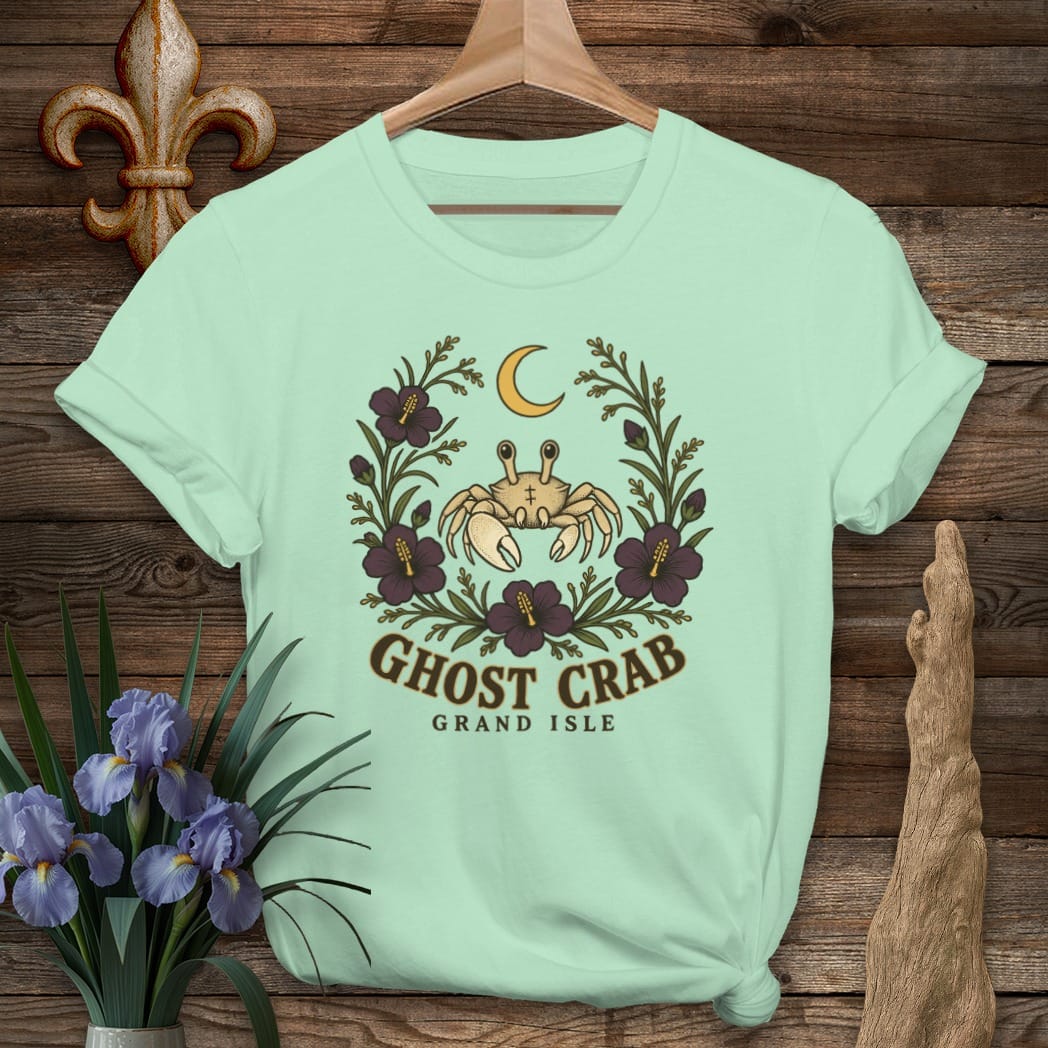 S / Mint Green Louisiana Grand Isle Crab T-Shirt by Laissez Faire Wear