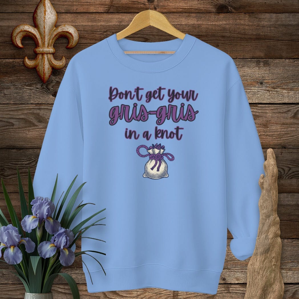 S / Carolina Blue Louisiana Gris-gris in a Knot Sweatshirt by Laissez Faire Wear