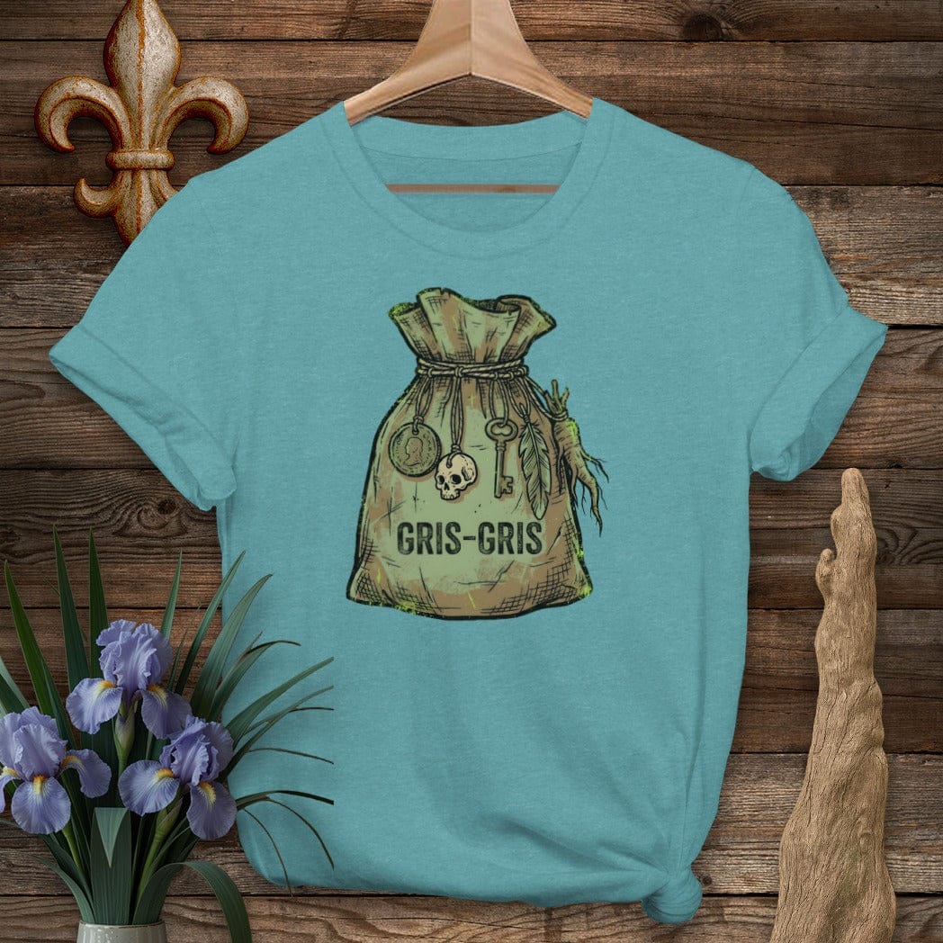 S / Heather Galapagos Blue Louisiana Gris-Gris T-Shirt by Laissez Faire Wear