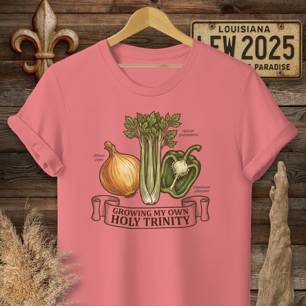 S / Coral Silk Louisiana Growing The Holy Trinity T-Shirt by Laissez Faire Wear