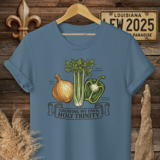 S / Indigo Blue Louisiana Growing The Holy Trinity T-Shirt by Laissez Faire Wear