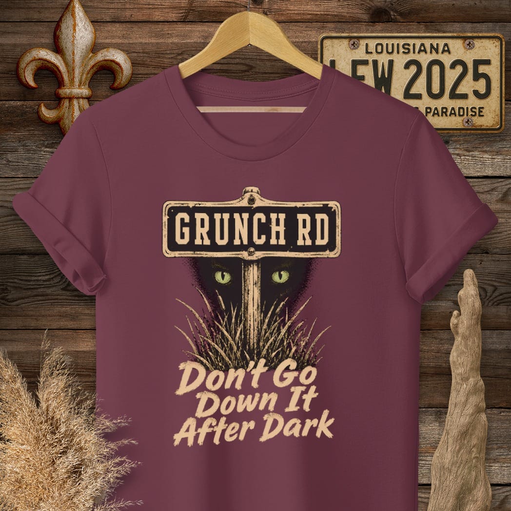 S / Maroon Louisiana Grunch Road T-Shirt by Laissez Faire Wear