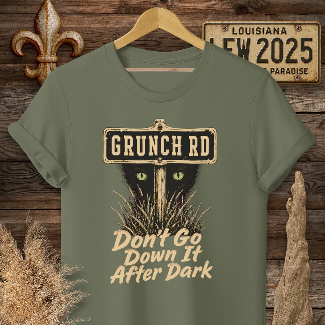 S / Military Green Louisiana Grunch Road T-Shirt by Laissez Faire Wear