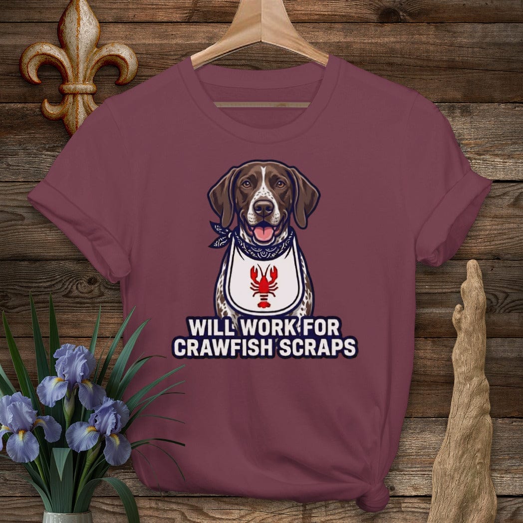 S / Maroon Louisiana GSP Crawfish Scraps T-Shirt by Laissez Faire Wear