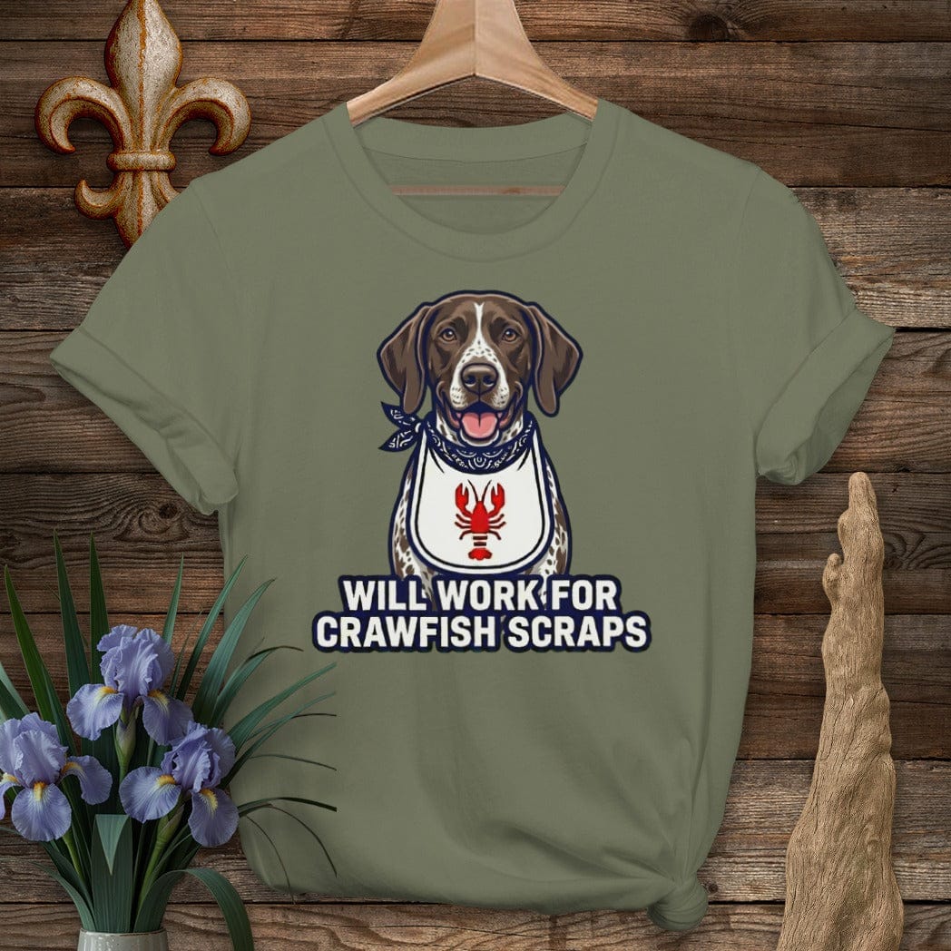 S / Military Green Louisiana GSP Crawfish Scraps T-Shirt by Laissez Faire Wear