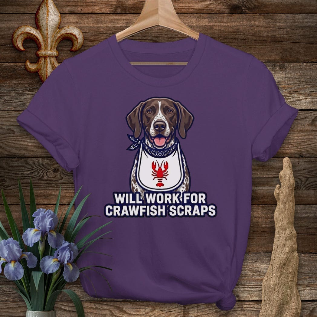 S / Purple Louisiana GSP Crawfish Scraps T-Shirt by Laissez Faire Wear