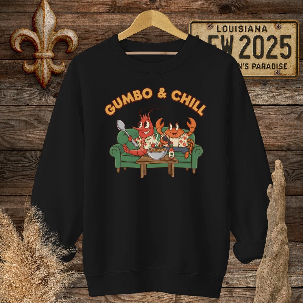 S / Black Louisiana Gumbo & Chill Sweatshirt by Laissez Faire Wear