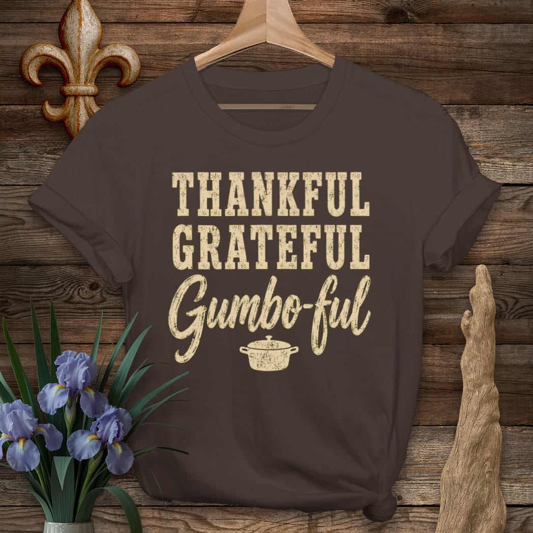 S / Dark Chocolate Louisiana Gumbo-ful T-Shirt by Laissez Faire Wear