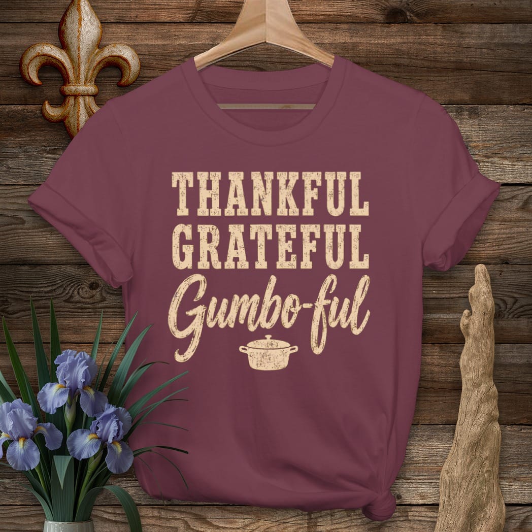 S / Maroon Louisiana Gumbo-ful T-Shirt by Laissez Faire Wear