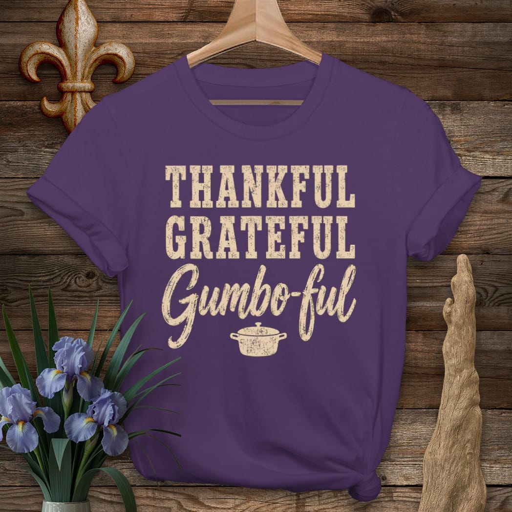 S / Purple Louisiana Gumbo-ful T-Shirt by Laissez Faire Wear