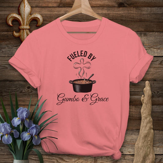 S / Coral Silk Louisiana Gumbo & Grace T-Shirt by Laissez Faire Wear