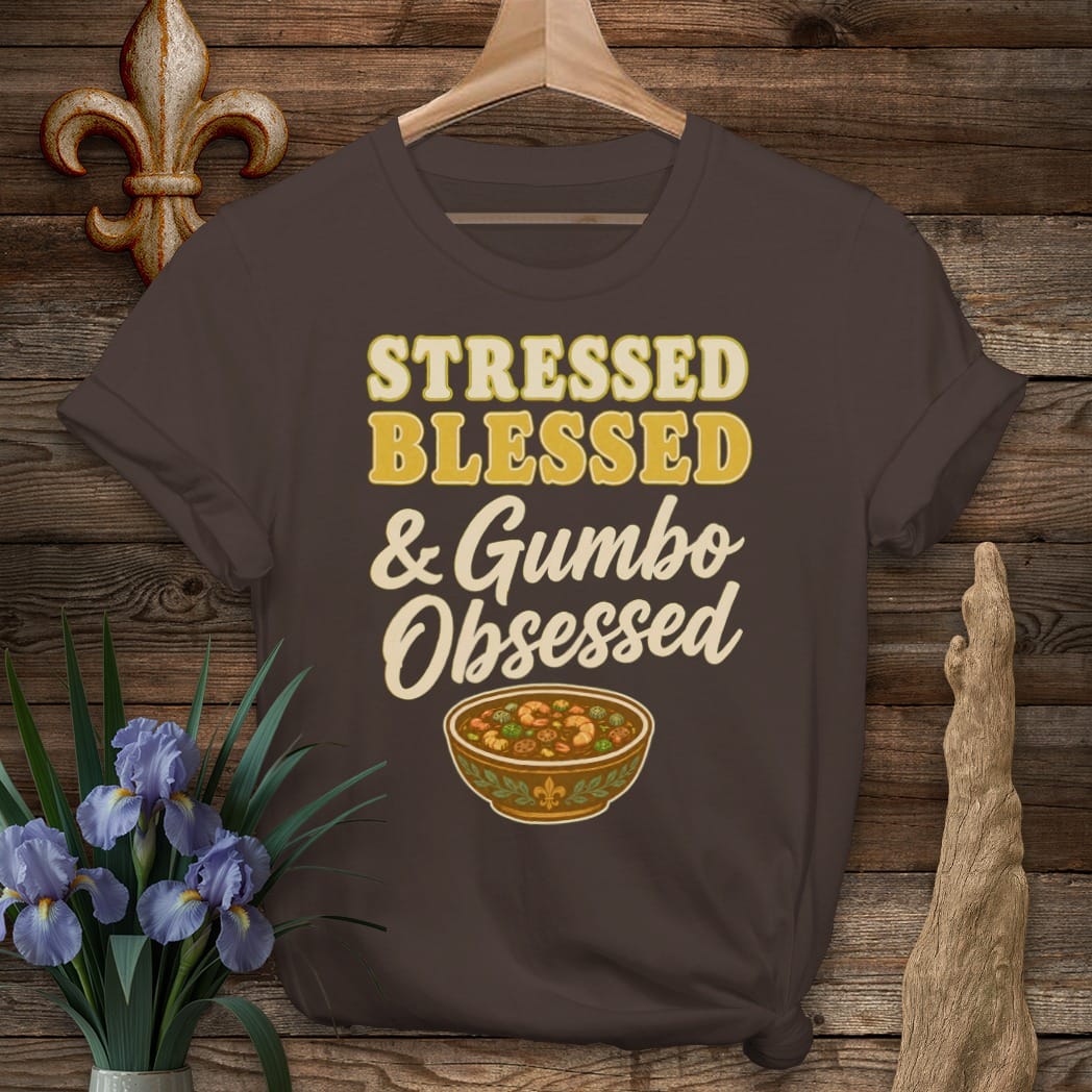 S / Dark Chocolate Louisiana Gumbo Obsessed T-Shirt by Laissez Faire Wear