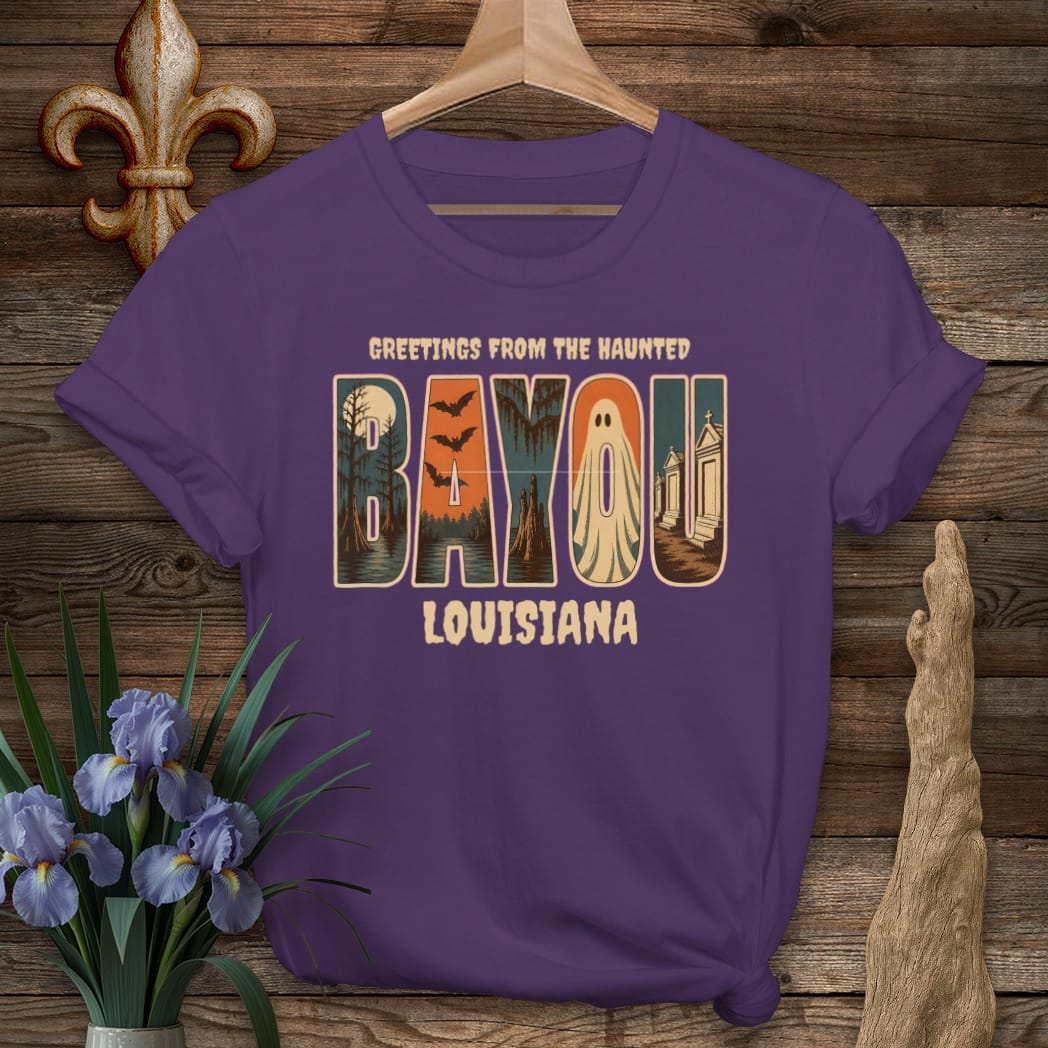S / Purple Louisiana Haunted Bayou T-Shirt by Laissez Faire Wear