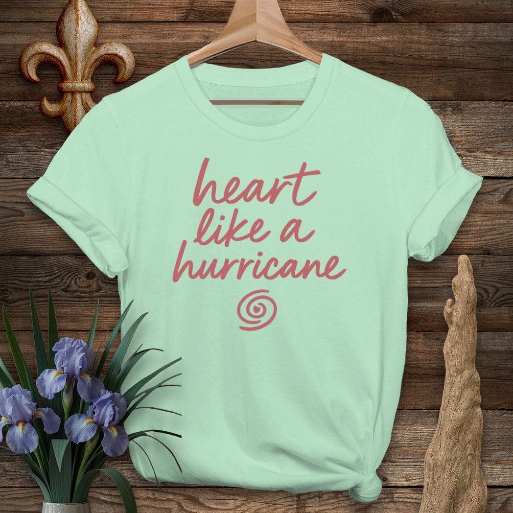 S / Mint Green Louisiana Heart Like a Hurricane T-Shirt by Laissez Faire Wear