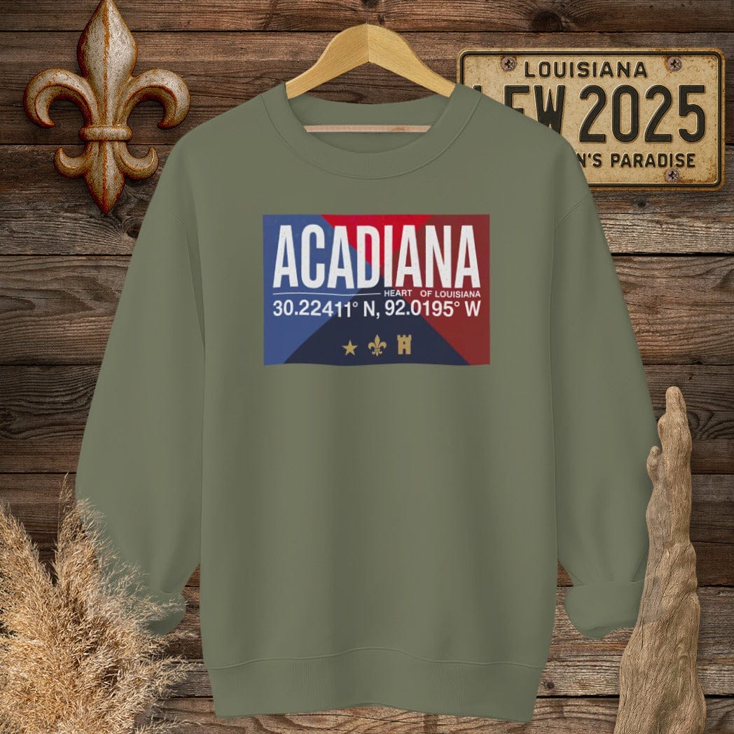 S / Military Green Louisiana Heart of Louisiana Sweatshirt by Laissez Faire Wear