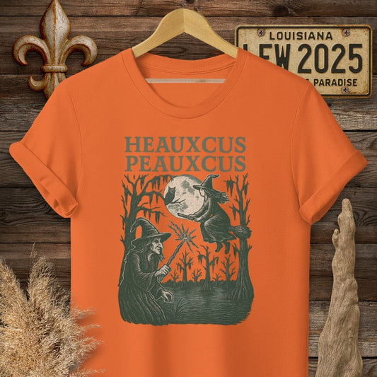 S / Orange Louisiana Heauxcus Peauxcus Halloween T-Shirt by Laissez Faire Wear