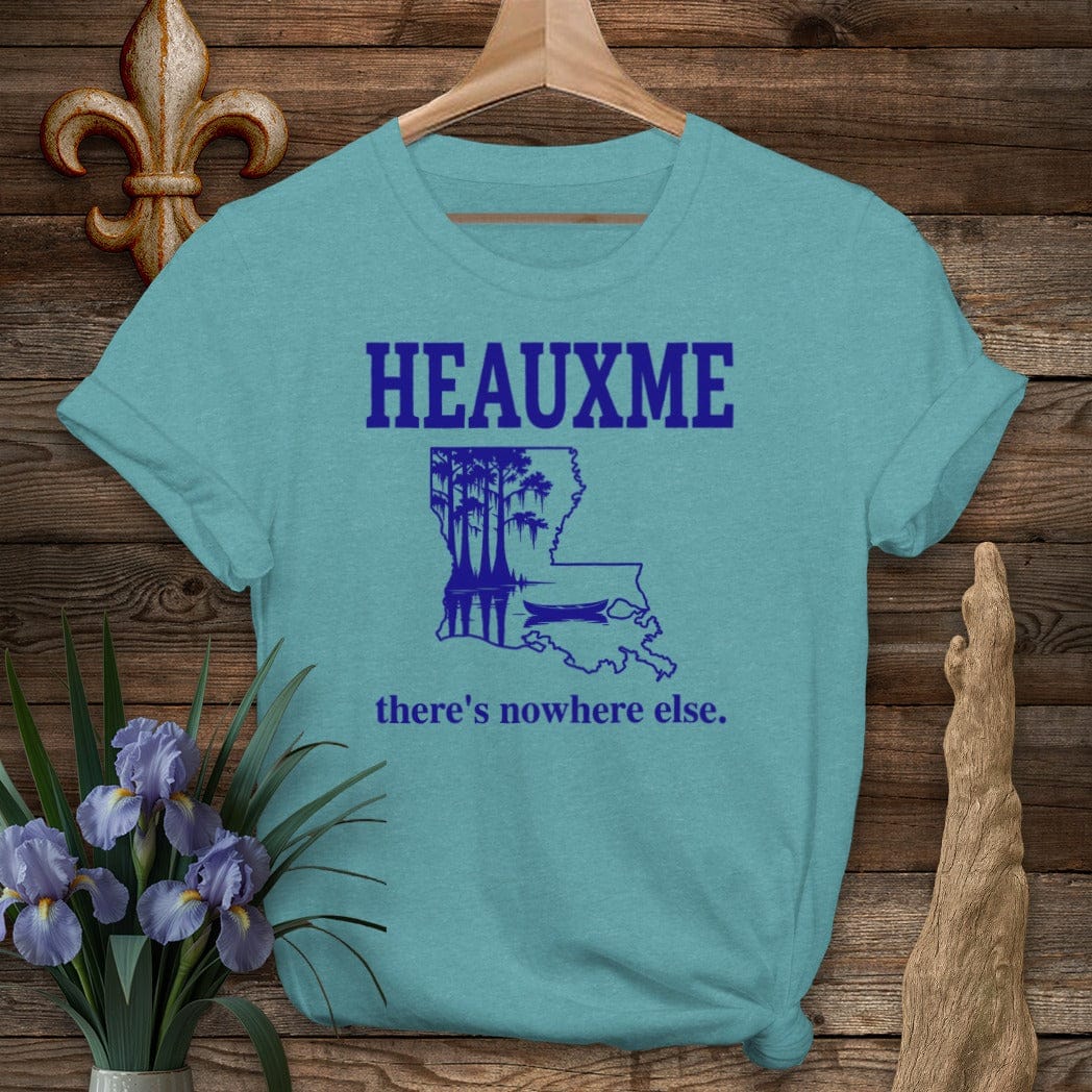 S / Heather Galapagos Blue Louisiana Heauxme T-Shirt by Laissez Faire Wear