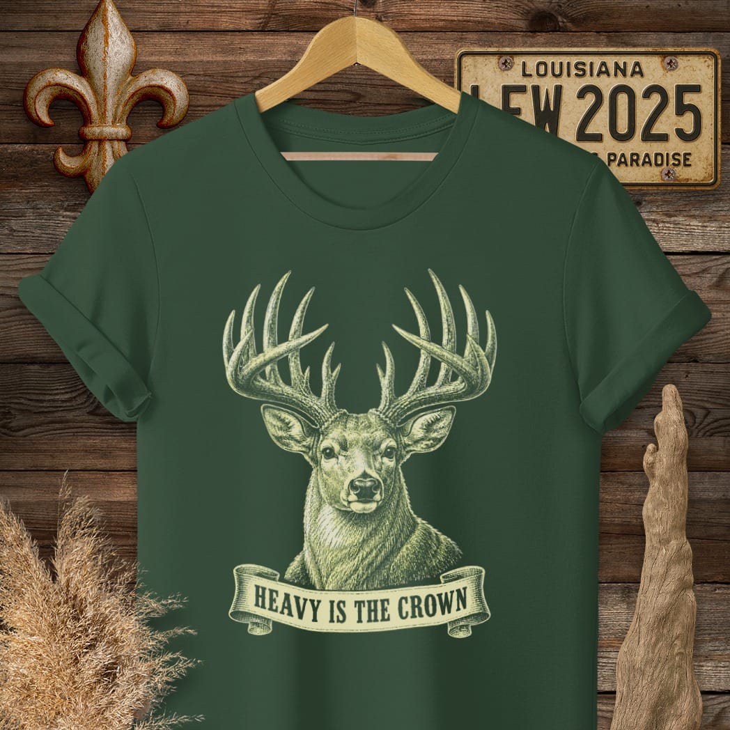 S / Forest Green Louisiana Heavy is the Crown T-Shirt by Laissez Faire Wear