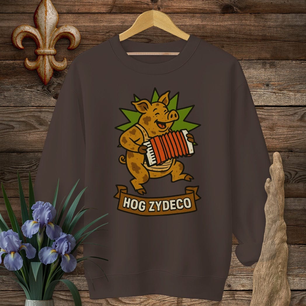 S / Dark Chocolate Louisiana Hog Zydeco Sweatshirt by Laissez Faire Wear