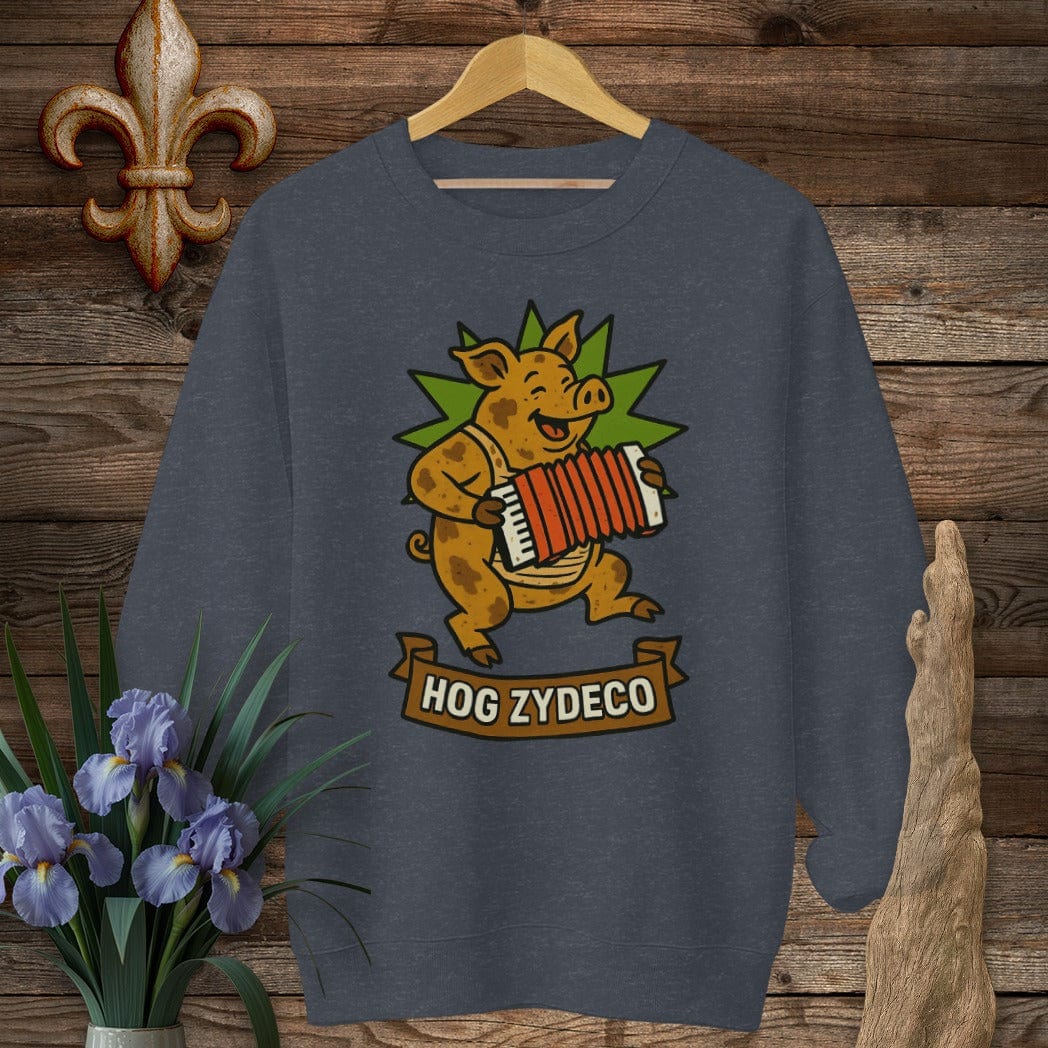 S / Heather Sport Dark Navy Louisiana Hog Zydeco Sweatshirt by Laissez Faire Wear
