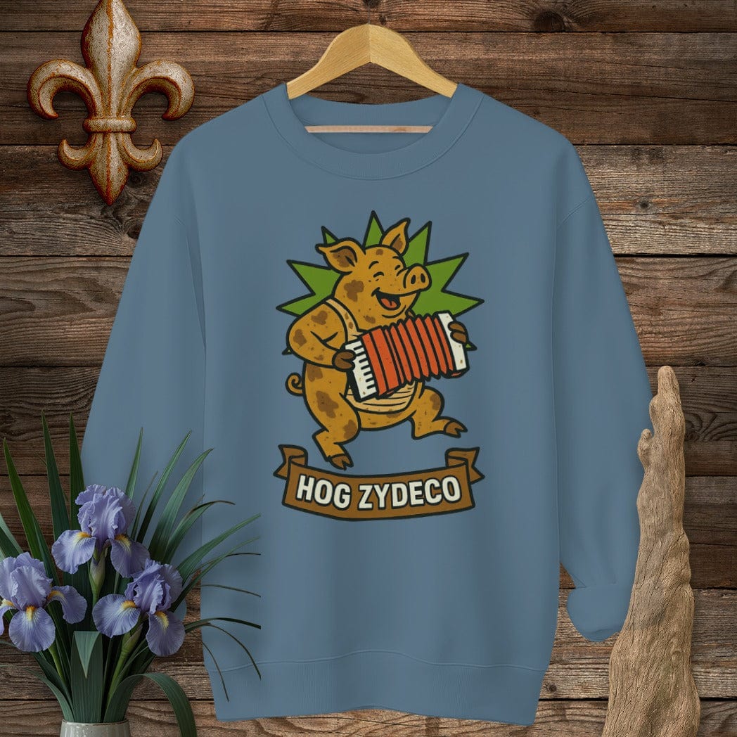 S / Indigo Blue Louisiana Hog Zydeco Sweatshirt by Laissez Faire Wear