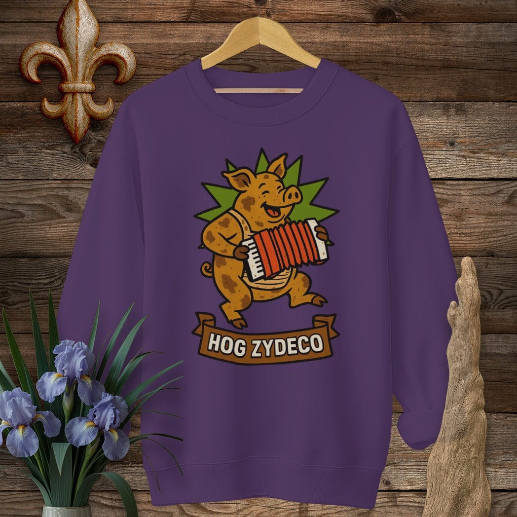 S / Purple Louisiana Hog Zydeco Sweatshirt by Laissez Faire Wear